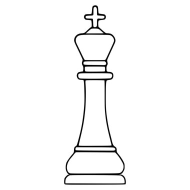 Çapraz sonlu bir satranç kralı taşının minimalist ana hatlı vektör çizimi.