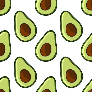 Koyu kahverengi çukurlu ve canlı yeşil etli, kusursuz vektör desenli, taze ve sağlıklı bir mutfak temasını çağrıştıran, temiz beyaz arka plana ayarlanmış,.