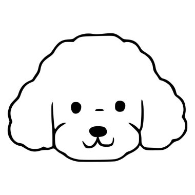 Beyaz arka planda basit siyah çizgileri olan tüylü bir kaniş yüzünün minimalist vektör çizimi, hayvanlarla ilgili tasarımlar için mükemmel..