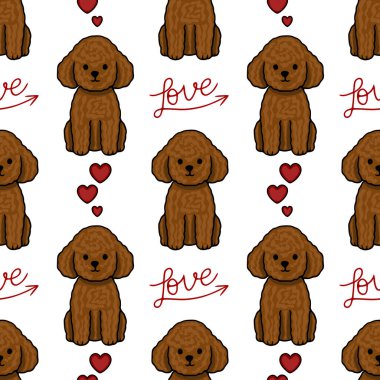 Kırmızı kalpli, sevimli kahverengi kanişler ve şakacı ve sevecen tasarımlar için uygun 