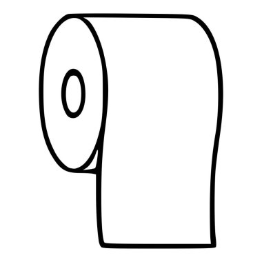 Boş sayfası olan bir tuvalet kağıdı rulosunun basit siyah çizgi vektör çizimi.