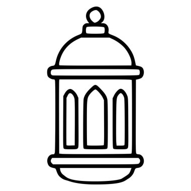 Ramazan ve bayram kutlamalarının sembolü olan geleneksel İslam fenerinin minimalist bir temsili..