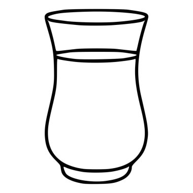 Sıvı dolu bir bardağın basit bir siyah beyaz vektör çizimi.