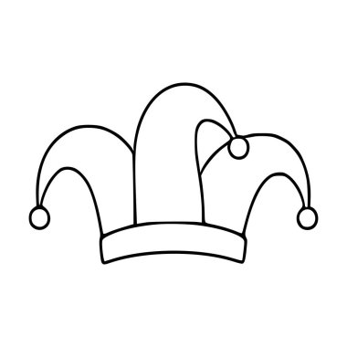 Soytarı şapkasının üç noktalı ve sallanan ponponlu basit siyah çizgili tasviri..