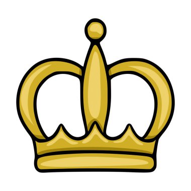 Siyah çizgili biçimlendirilmiş altın bir taç, basit bir vektör çizimi olarak sunuluyor..