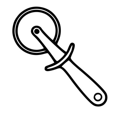 Pizzacının basit vektör çizimi. Pürüzsüz bir sapı ve keskin bir tekerleği var.