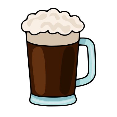 Saint Patrick's Day vector illustration of a frothy dark beer in a glass mug