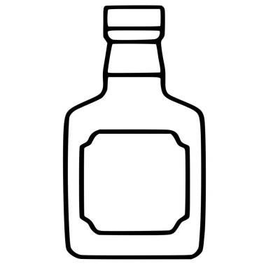 Metin için boş etiketli klasik bir içki şişesinin minimalist vektör çizimi