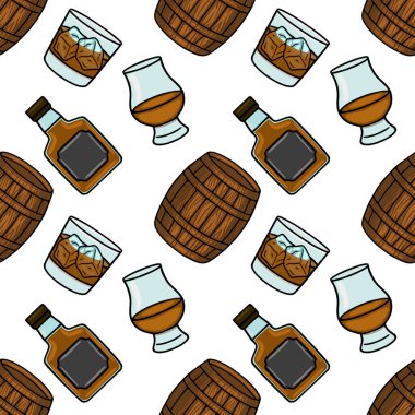 çırpma (e) y fıçısı ve cam dikişsiz vektör deseni çizimi