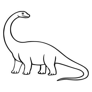 Şirin dost dinozor çizimi, uzun boyunlu ve kuyruklu bir brachiosaurus 'un vektör grafiği, beyaz arka planda izole edilmiş..