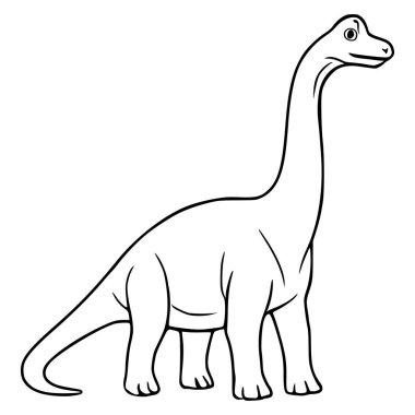 Beyaz üzerinde izole edilmiş, dost canlısı bir Brontozor dinozorunun sevimli çizgi film çizimi..