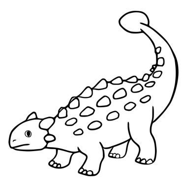 Çocuklar için Şirin Ankylosaurus Dinozor Vektör İllüstrasyonu