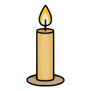 Simple vector illustration of a lit candle with a warm flame