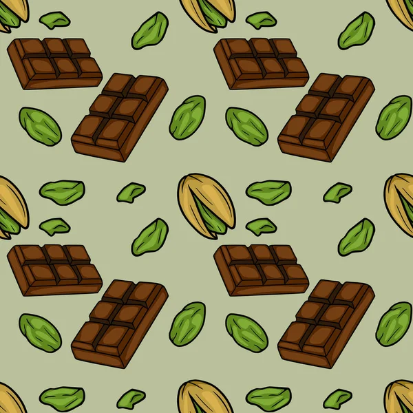 Chocolate and Pistachio Pattern Vector Illustration - Delicious Food Design