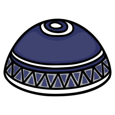 Şenlikli mavi ve beyaz desenli kippah vektör çizimi
