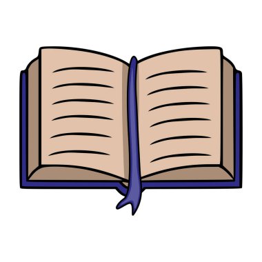 Mavi kapaklı ve yer imli kitap vektör illüstrasyonunu aç