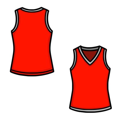 Kırmızı Basketbol Jersey Vektör İllüstrasyonu, Ön ve Arka Görünümler