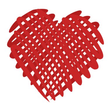 Kırmızı Yazılı Kalp Vektörü İllüstrasyonu - Soyut Aşk Sembolü