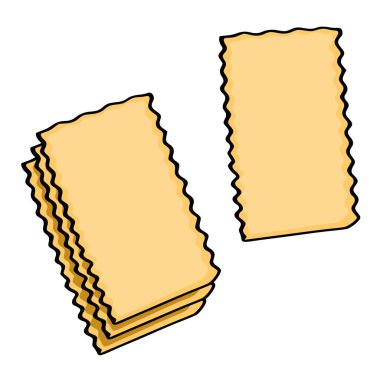 İstiflenmiş ve tek lazanya makarna kağıtları, vektör illüstrasyonu