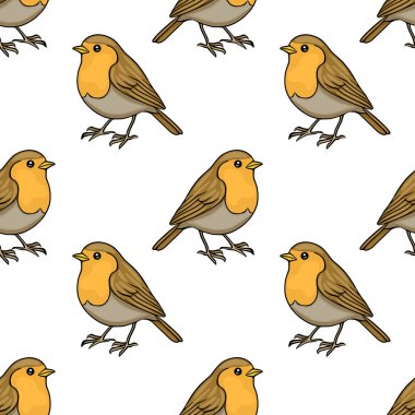 Şirin ardıçkuşlarının kusursuz vektör deseni, tekstil ve dekor için büyüleyici kuş çizimleri