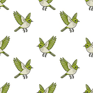 Uçan narin yeşil kuşların kusursuz vektör deseni, tekstil ve yüzey tasarımı için mükemmel..
