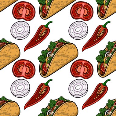 Dilimlenmiş domatesler, kırmızı biberler ve soğan halkaları.