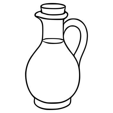 Beyaz arka planda izole edilmiş, mantar tıpalı cam sürahinin basit vektör çizimi