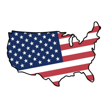 Amerikan Bayrak Tasarımı ile ABD Harita Vektör İllüstrasyonu