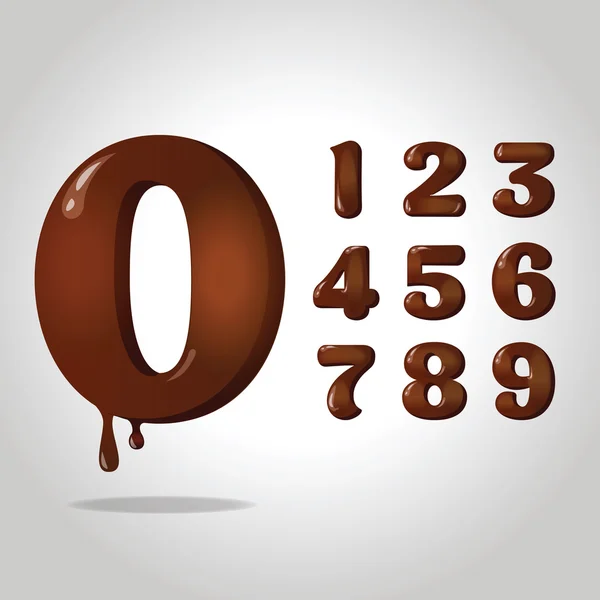 Conjunto de números de chocolate . — Vector de stock