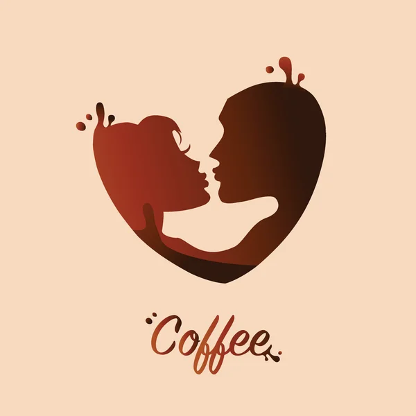 Logotype для кав'ярні з парою поцілунків коханців . — стоковий вектор