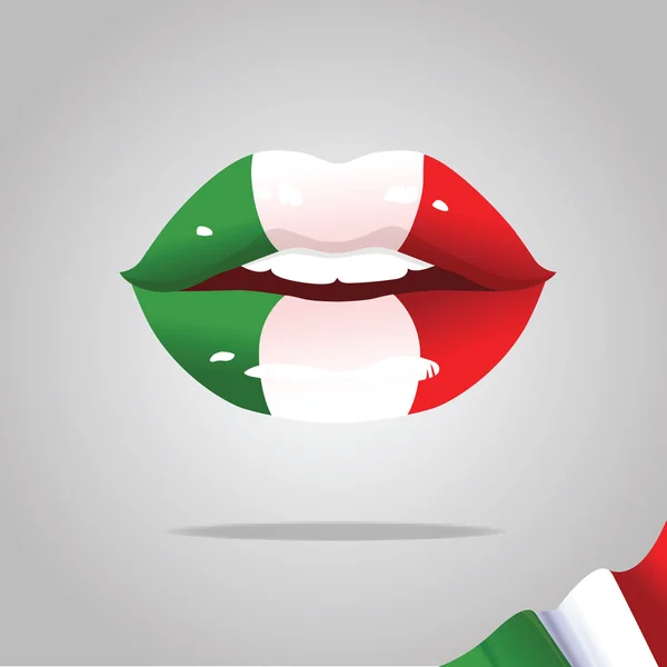 Губы с итальянским флагом . — стоковый вектор