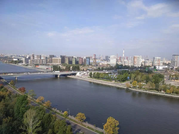 Vista Aérea Aterro Nagatinskaya Ponte Metro Moscou Rússia — Fotografia de Stock