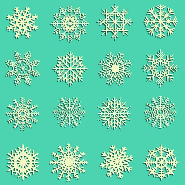 Belles icônes flocons de neige — Image vectorielle