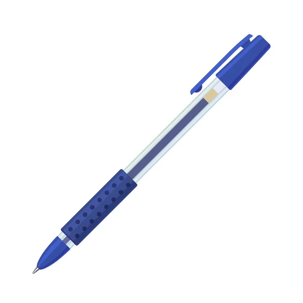 Pluma Gel Azul Estuche Plástico Transparente Con Empuñadura Goma — Vector de stock