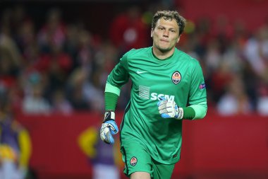 Sevilla, İspanya - 5 Mayıs: Uefa Avrupa Ligi ikinci ayak yarı final maçında Andriy Pyatov- Fc Shakhtar Donetsk - Sevilla Fc, 5 Mayıs 2016, Ramon Sanchez Pizjuan, İspanya