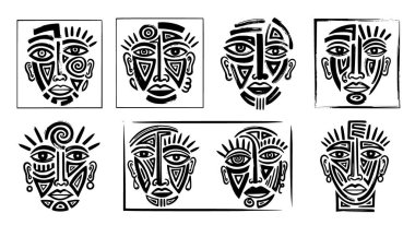 Kabile maskesi çizimlerinin vektör sanatı