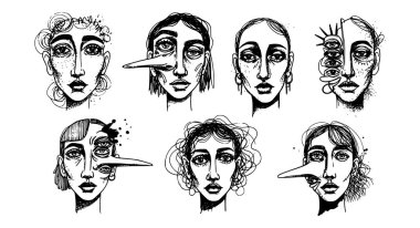 Uzun burunlu soyut yüz vektör sanatı