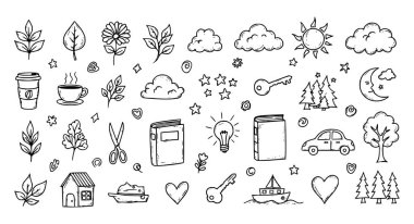 El çizimi karalama seti vektör sanatı