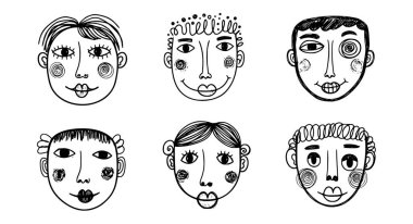 Karalama yüzlerin vektör sanatı