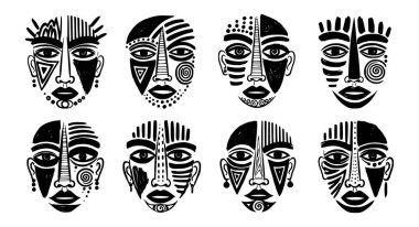Kabile maskesi koleksiyonu vektör sanatı
