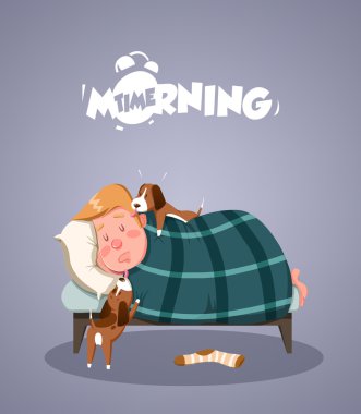 Günlük hayat. Köpek sahibi kadar uyandırmaya çalışan