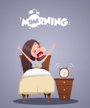 Günlük hayat. Genç kız yawns yatakta