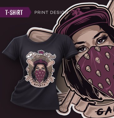 Yağma t-shirt tasarım çok hip hop kız yüz