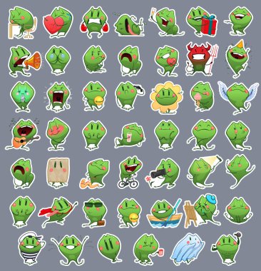 İfade Emoji karikatür kurbağa topluluğu