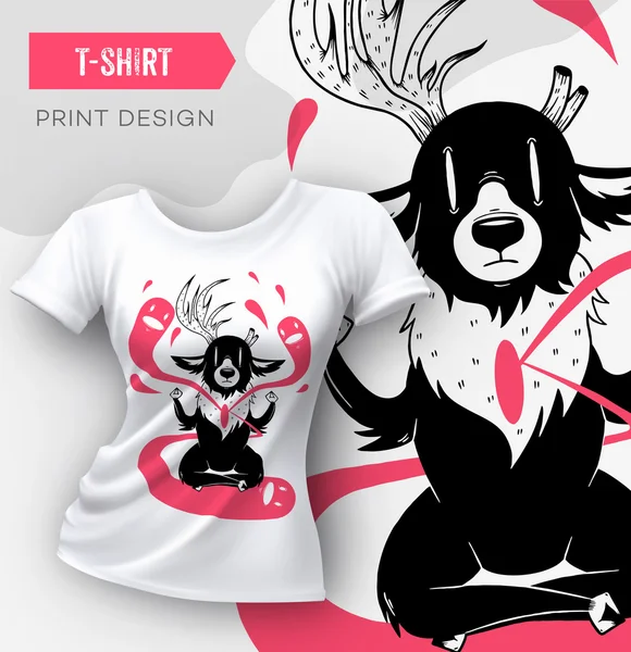 Projeto moderno abstrato da impressão da t-shirt com cervos — Vetor de Stock