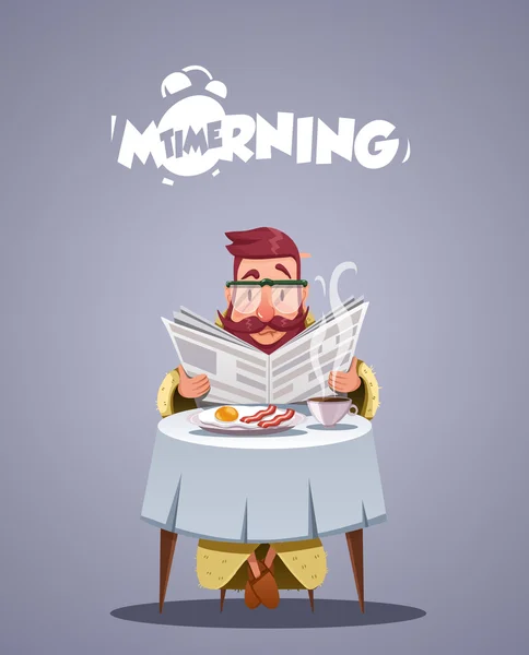 Günlük hayat. genç adam having kahvaltı — Stok Vektör
