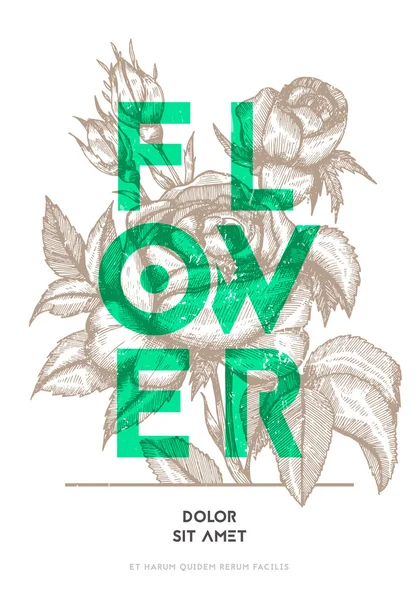 Poszter design sablon virág kompozíció — Stock Vector