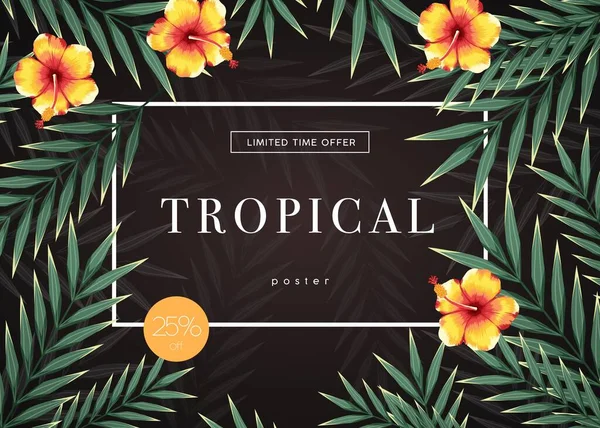 Heller Tropischer Hintergrund Mit Dschungelpflanzen Exotisches Muster Mit Tropischen Blättern — Stockvektor