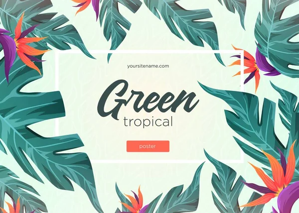 Fondo Tropical Brillante Con Plantas Selva Patrón Exótico Con Hojas — Vector de stock