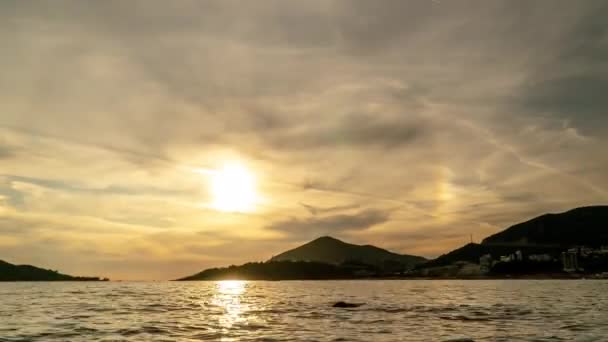 Timelapse Montenegro. Pôr do sol sobre a Riviera Budva — Vídeo de Stock